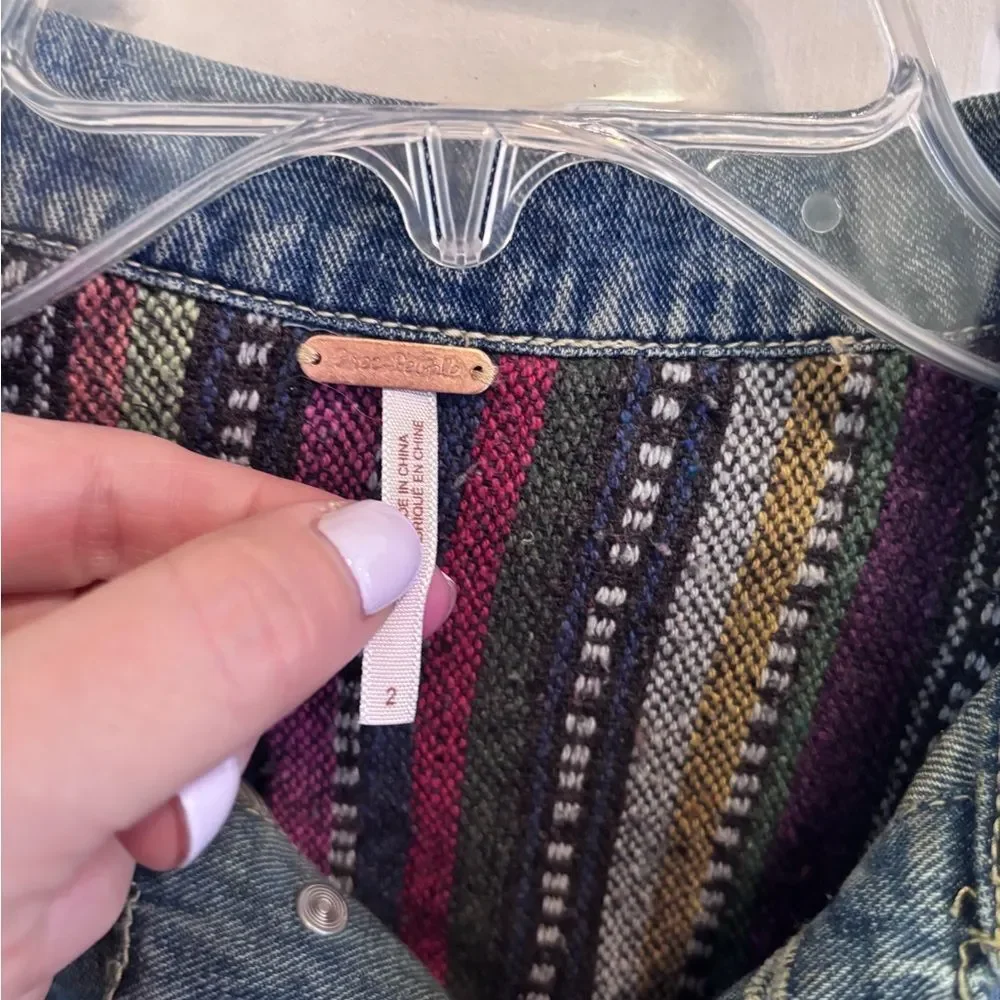 Free People Baja Indigo Distressed Jeans Jacket - Picture 3 of 5